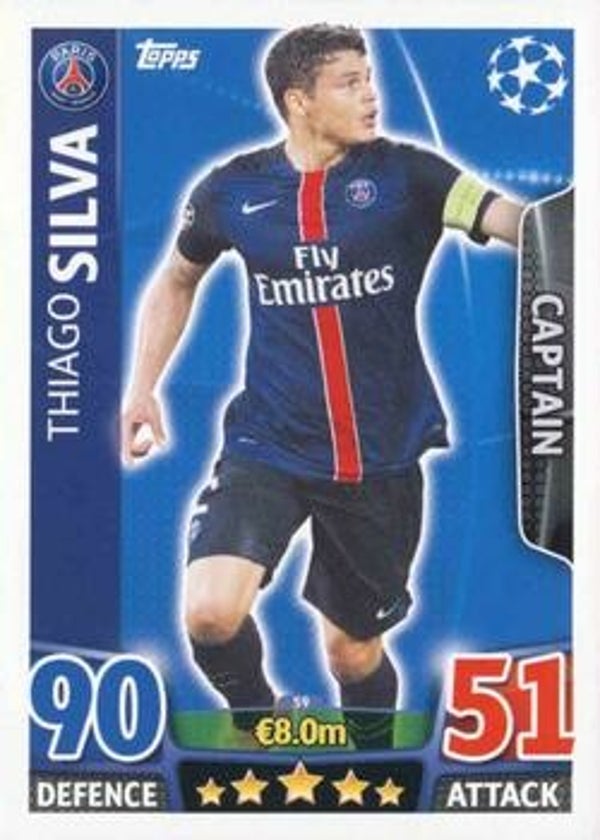 059 - Thiago Silva - Base Card (Captain) - Match Attax Champions League 2015/16