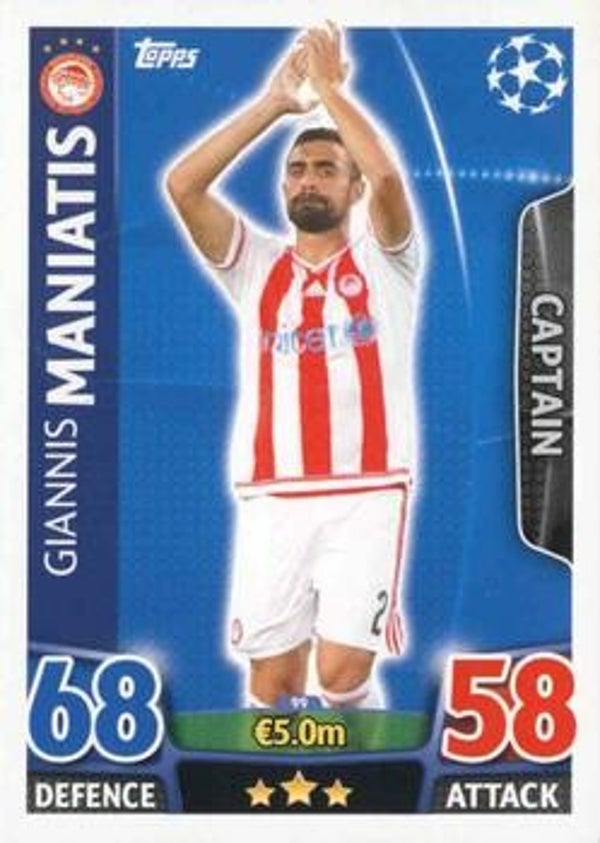 099 - Giannis Maniatis - Base Card (Captain) - Match Attax Champions League 2015/16