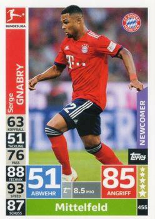 MA-18/19 - ACTION 455 - Serge Gnabry - Basiskarte / Newcomer