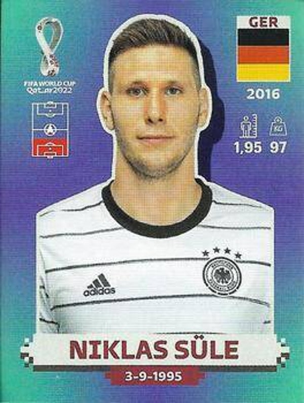 Panini WM 2022 Qatar - Sticker GER10 - Niklas Süle