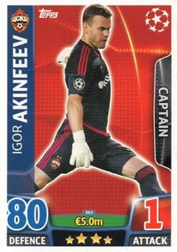 343 - Igor Akinfeev - Base Card (Captain) - Match Attax Champions League 2015/16