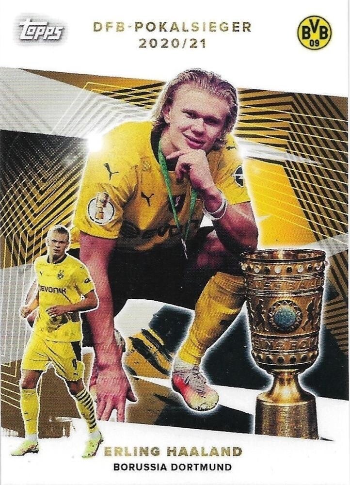 Erling Haaland – BVB Cup History – 2021-22 Topps Borussia Dortmund Official Team Set #CUP-3