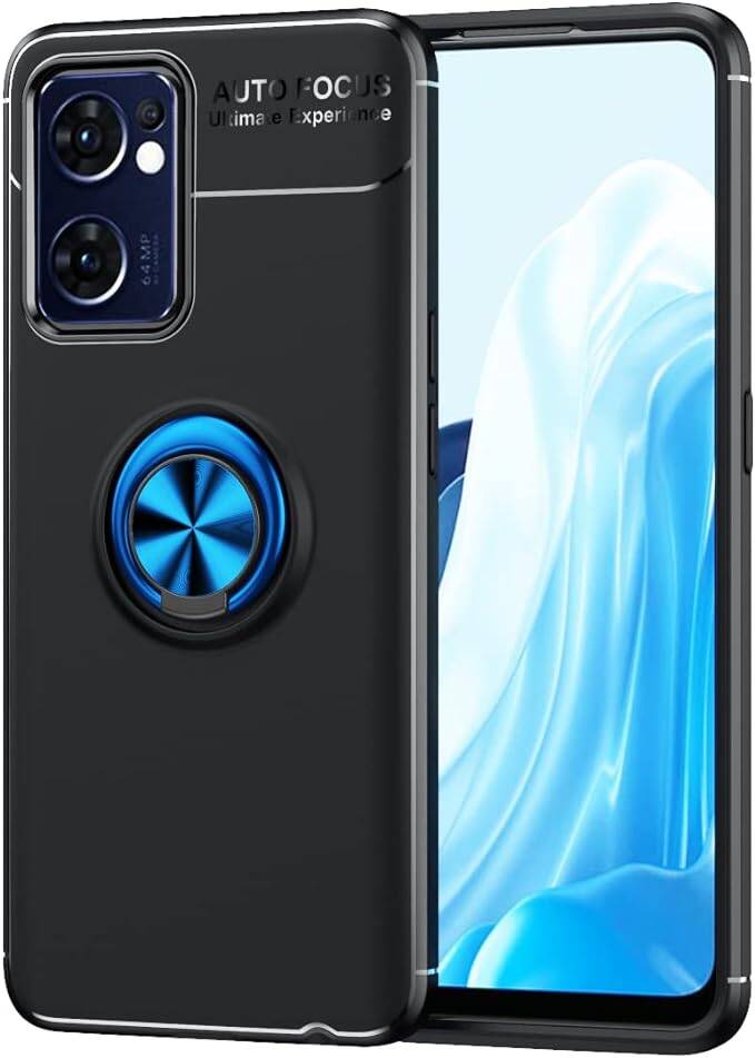 Oppo Find X5 Lite Schutzhülle – TPU Silikon mit magnetischem Ring-HalterHalterung (Ring) Auf Der Rückseite -Blau/Schwarz