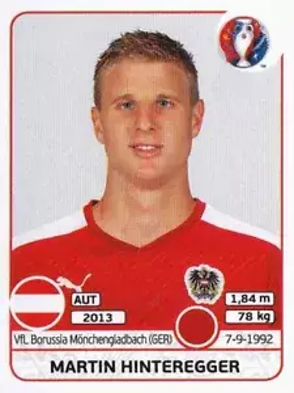 Sticker 634 - Martin Hinteregger - EM 2016