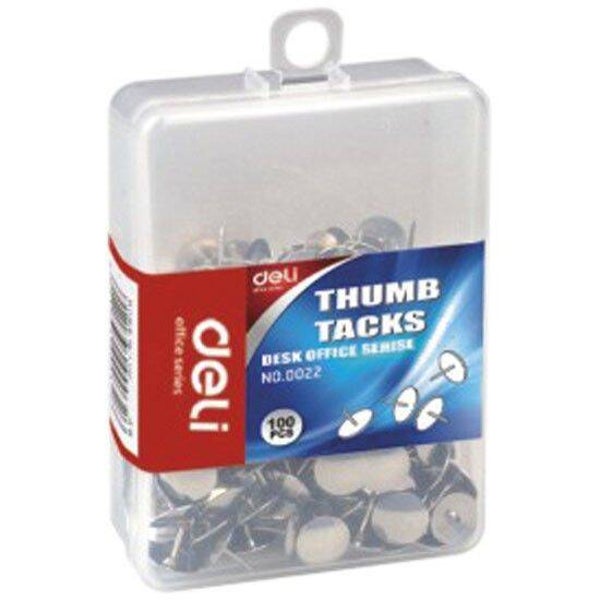 Deli E0022 Reißzwecken, Metall, Silber, 100/Box