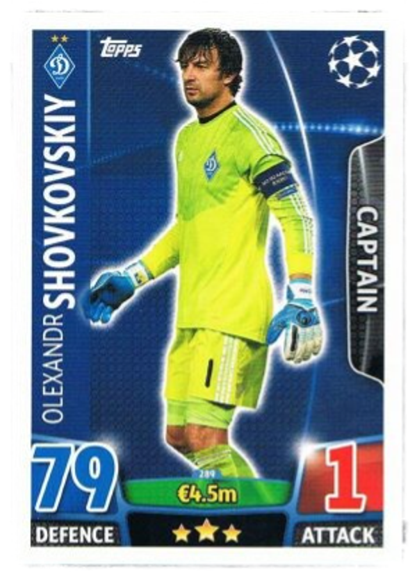 289 - Oleksandr Shovkovskiy - Base Card (Captain) - Match Attax Champions League 2015/16