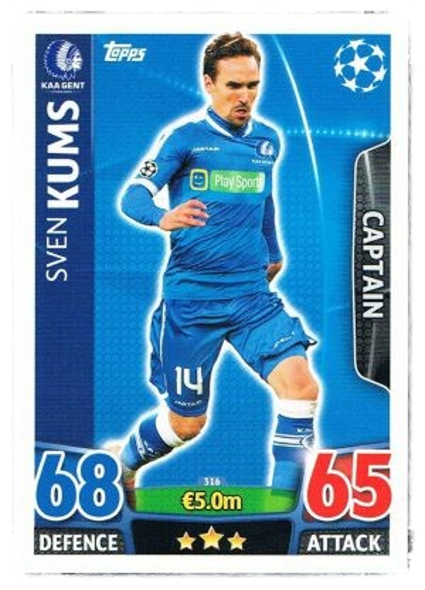 316 - Sven Kums - Base Card (Captain) - Match Attax Champions League 2015/16