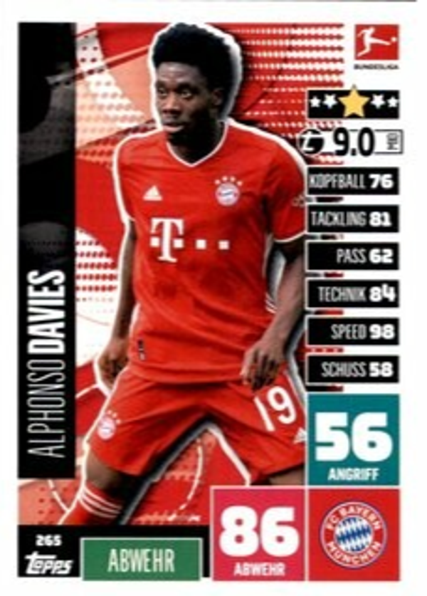 265 - Alphonso Davies - Basiskarte - 2020/2021