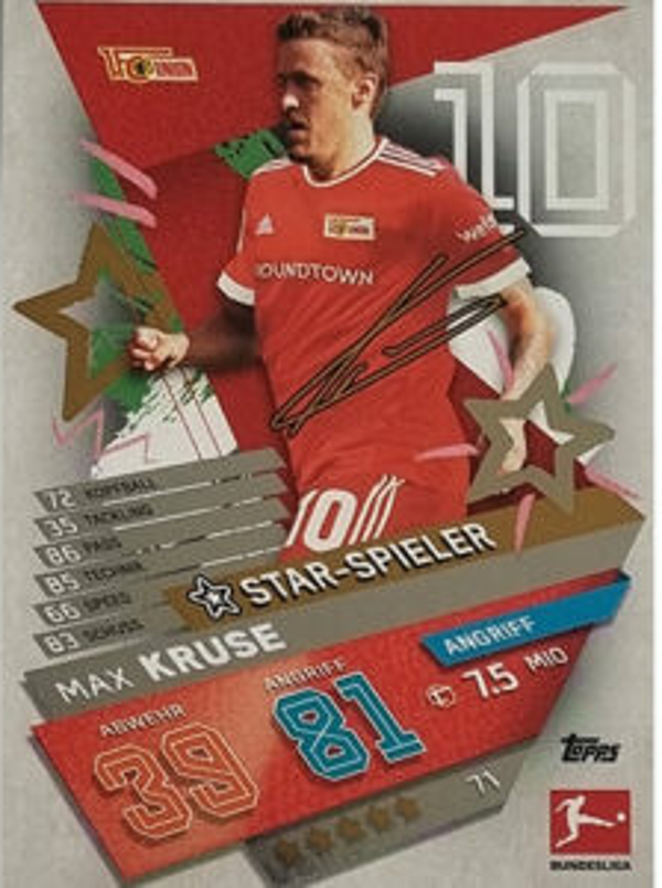71.  Max Kruse - Star Spieler - Match Attax 2021/22 Bundesliga
