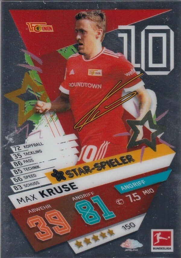 Topps Match Attax Bundesliga Chrome 21/22 Nr. 150 Star-Spieler Max Kruse