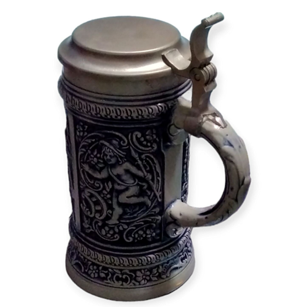 Gerz Keramik Bierkrug m. Zinndeckel