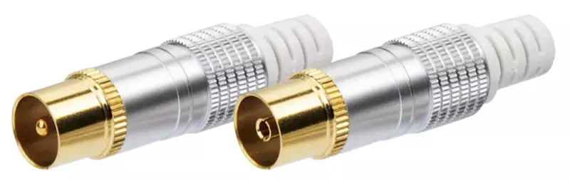 SCHWAIGER Antennen- & SAT-Stecker Set – Vergoldete Vollmetall-Ausführung