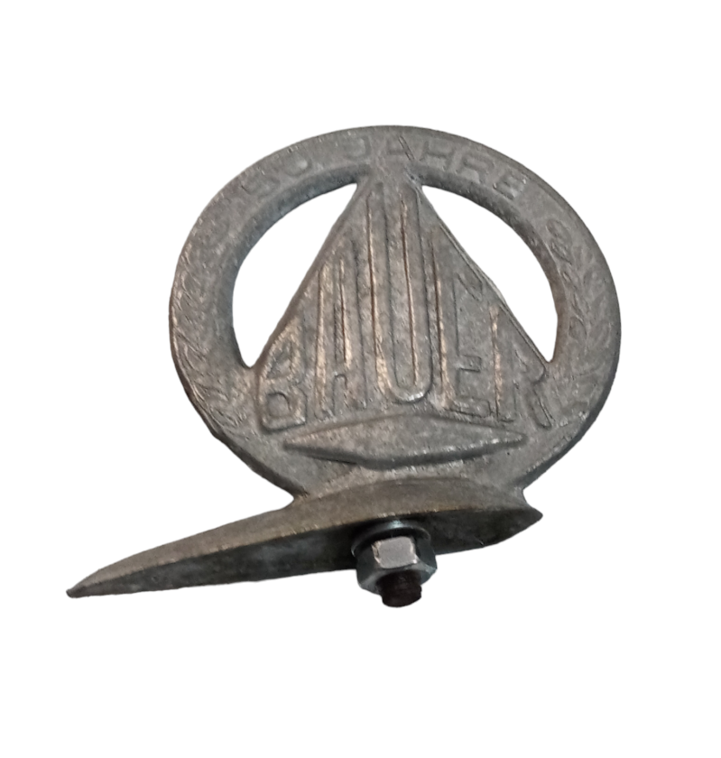 Jubiläums-Steuerkopfschild Bauer "50 Jahre", Klein Auheim