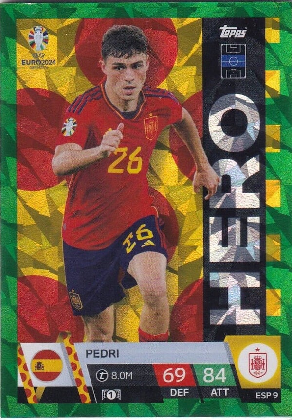 ESP 9 Pedri - Green Emerald - TOPPS UEFA EURO 2024 Match Attax