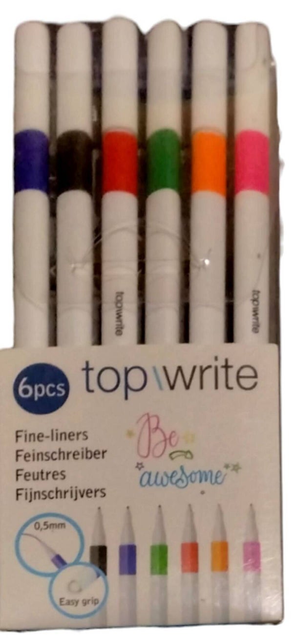 Top Write 6 Fineliner Feinschreiber Strichstärke 0,5 mm - 6 versch. Farben