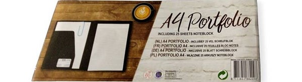 Portfolio Din A4, Dokumentenmappe nutzbar als Schreibmappe Linen inkl Schreibblock schwarz 30,5 x 23,5 x 1,2 cm A4 Format