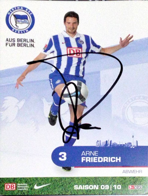 Arne Friedrich Autogrammkarte Hertha BSC Berlin 2009-10 Original Signiert
