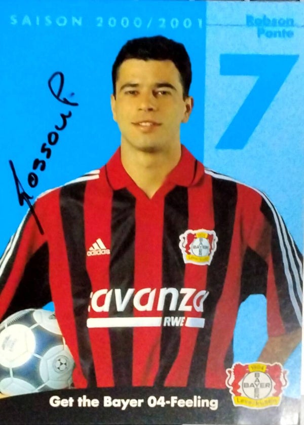Robson Ponte Autogrammkarte Bayer Leverkusen 2000-01 Original Signiert