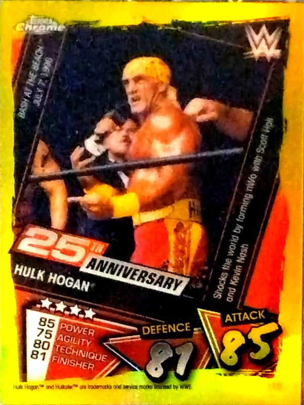 Hulk Hogan – 25th Anniversary (Yellow Refractor) – 2021 Topps Chrome Slam Attax #118