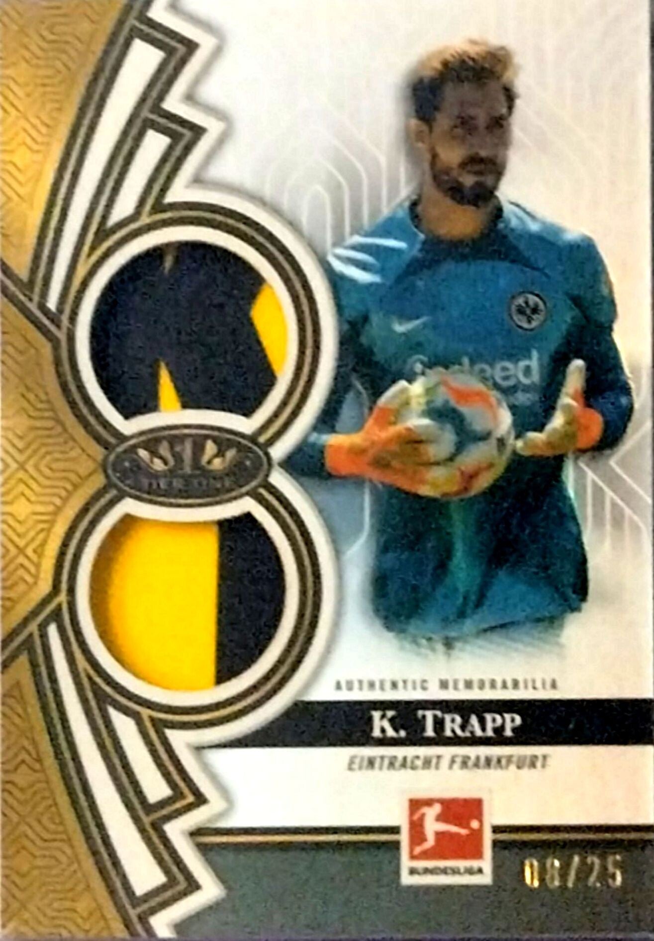 Kevin Trapp – Authentic Memorabilia (Dual Patch Relic) – 2022-23 Topps Tier One #TORDP-KT