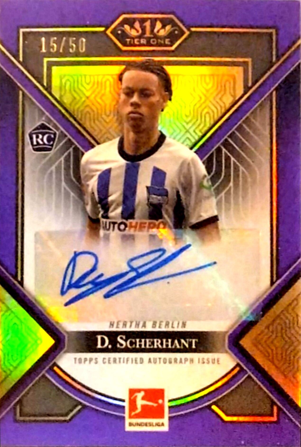 Derry Scherhant – Young Gold Autograph (Purple Parallel) – 2022-23 Topps Tier One #YGA-DSC