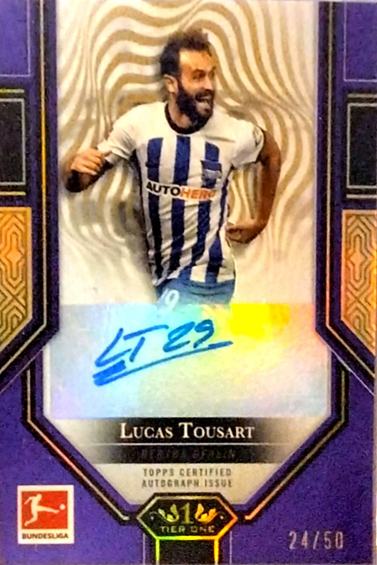 Lucas Tousart – Ball Magnet Autograph (Purple Parallel) – 2022-23 Topps Tier One #BMA-LT