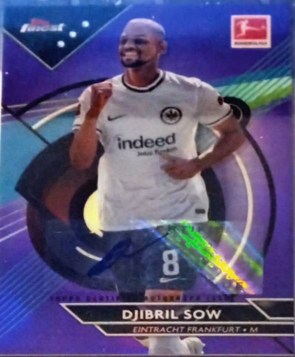 Topps Finest Bundesliga – Djibril Sow Autogramm-Karte (Purple Refractor) – Limitierung: 60/99