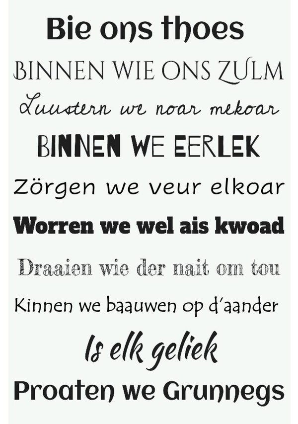 Wandbord 'Bie ons thoes'
