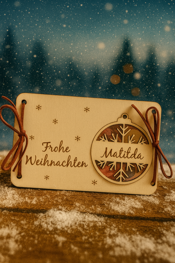 Holzkarte „ Schneeflocken-Anhänger“