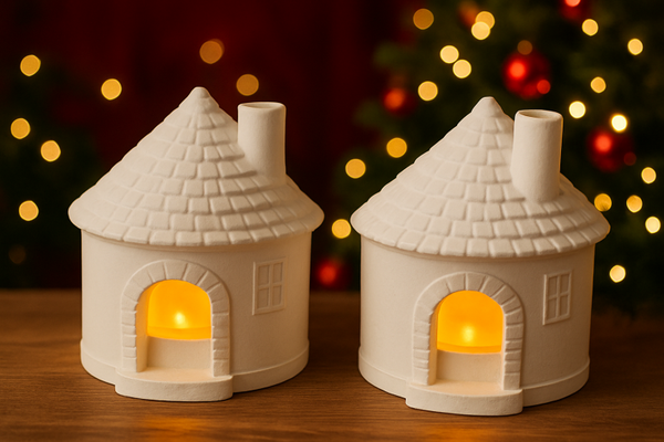 Keramik-Lichthaus „Wintertraum“ mit LED Teelicht