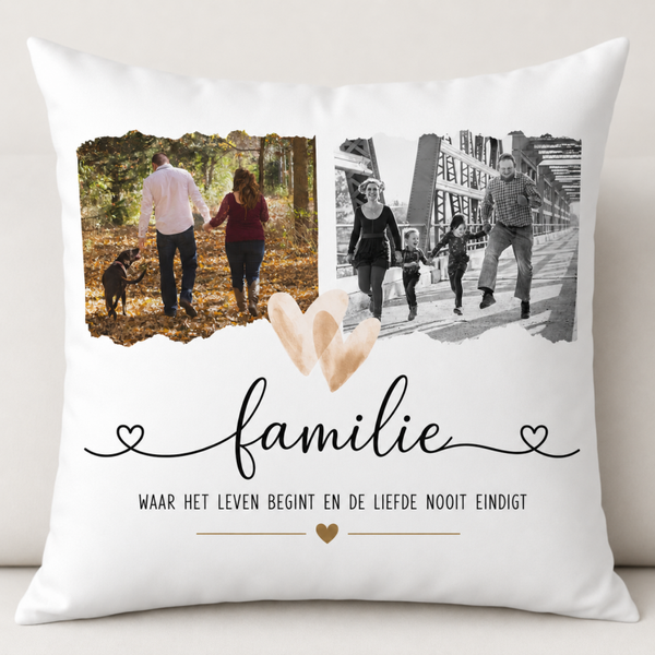 Kussen 45x45 met foto's - Familie