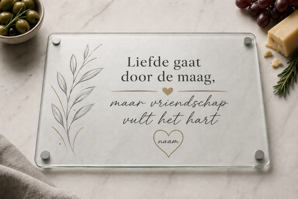 Glazen snijplank/tapasplank - Vriendschap