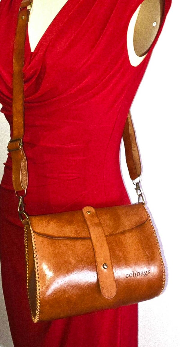 Oval Genuine Leather Handbag