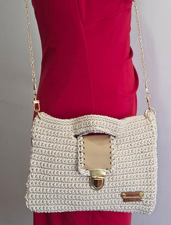 Beige Nylon Handmade Bag. #1140C
