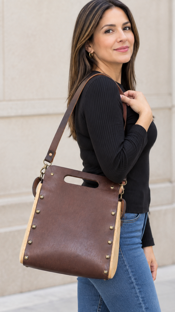 Jomilan Genuine Leather and Wood Bag.
