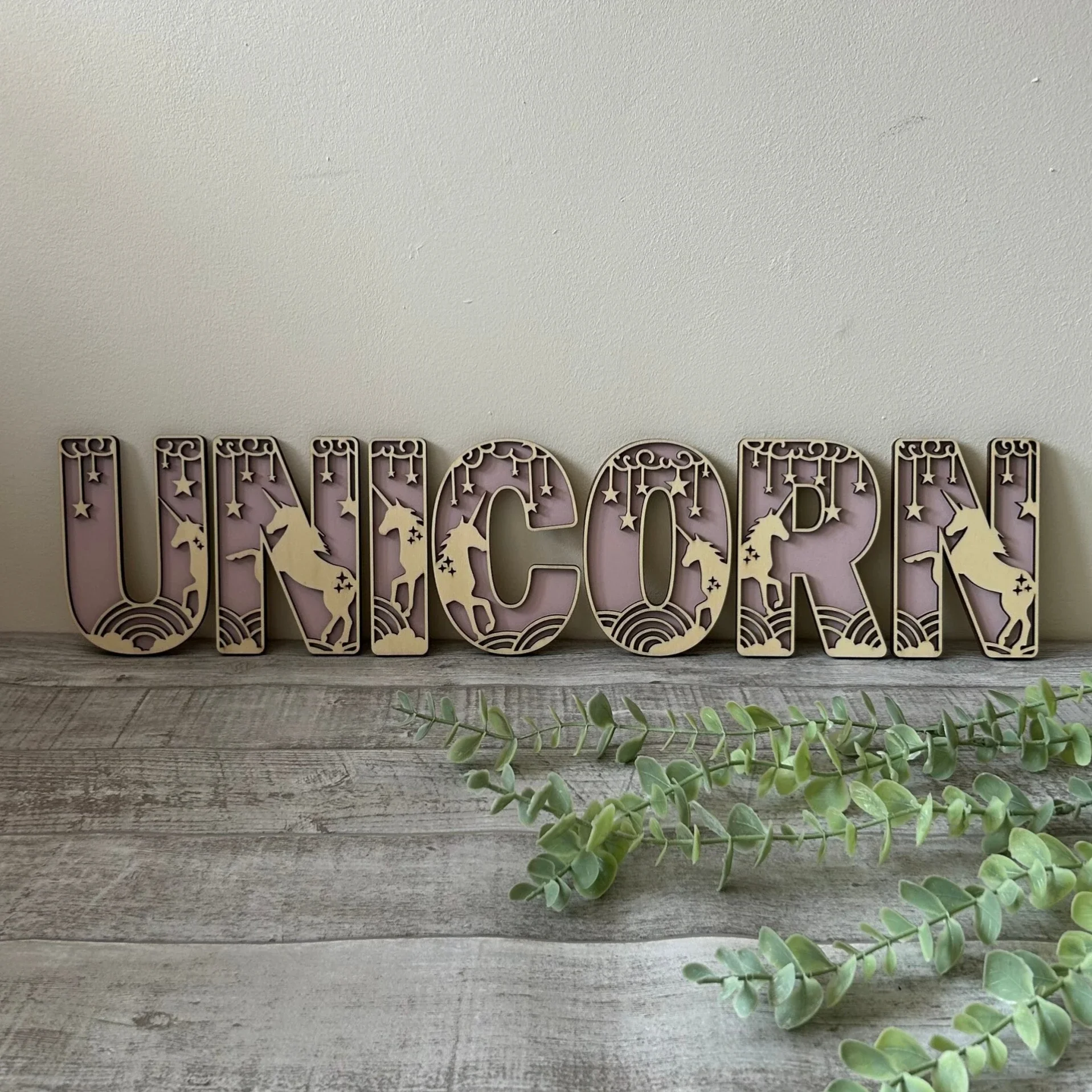 Houten letters Unicorn