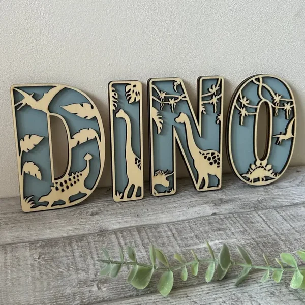 Houten letters Dinosaurus