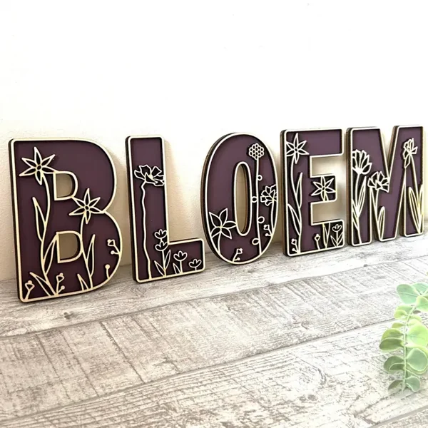 Houten letters Wildbloemen