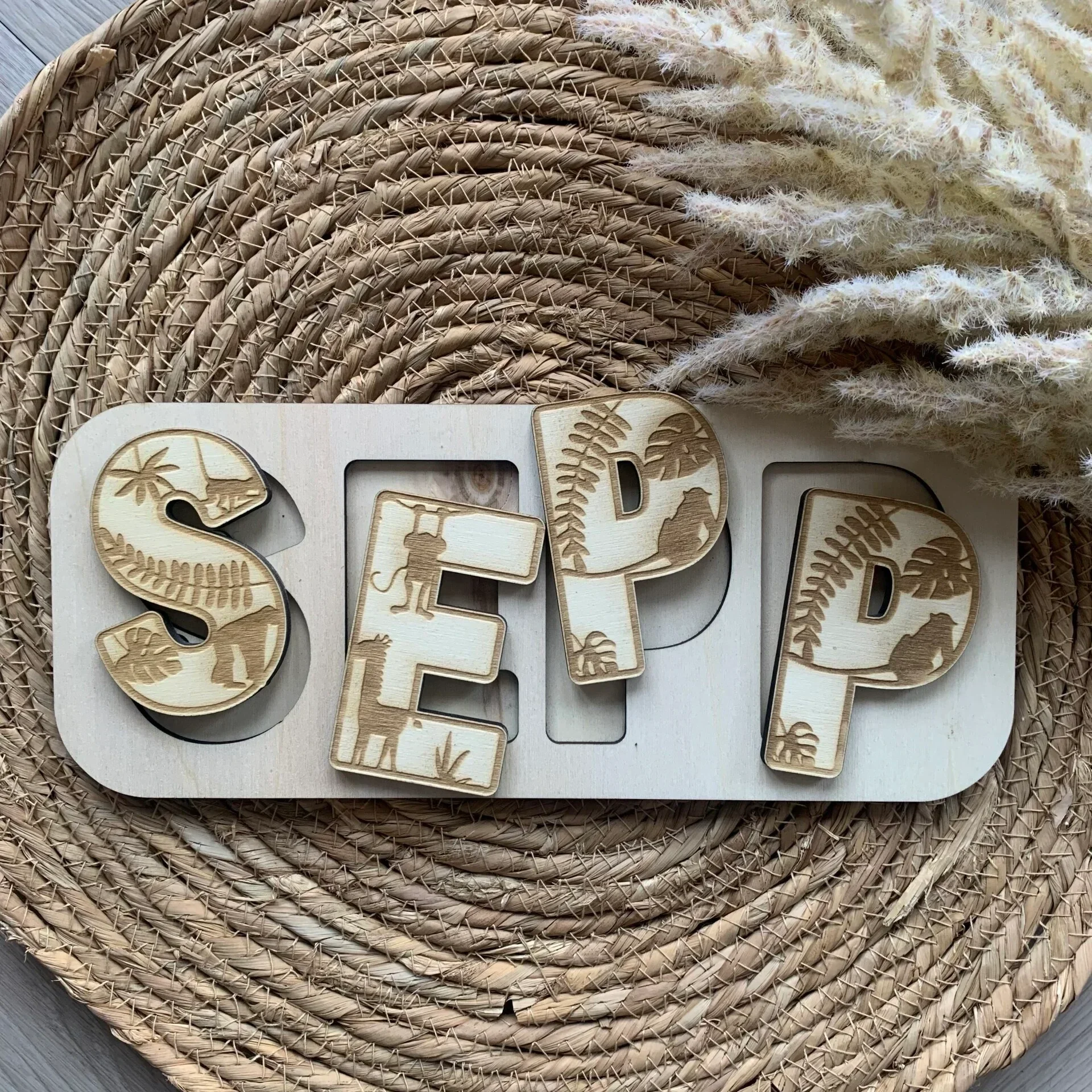 Houten naampuzzel Jungle