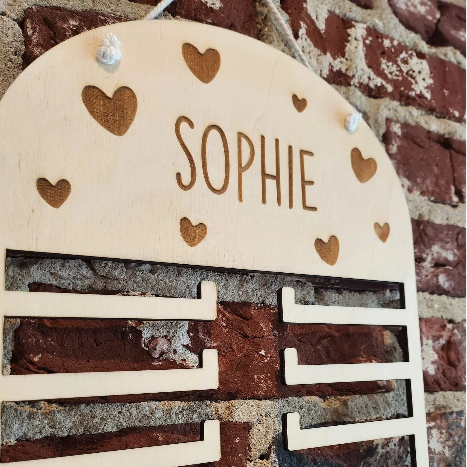 Haarclip Hanger met naam 'Hartjes'