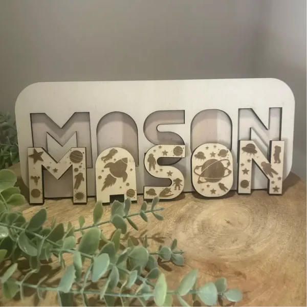 Houten naampuzzel Ruimte