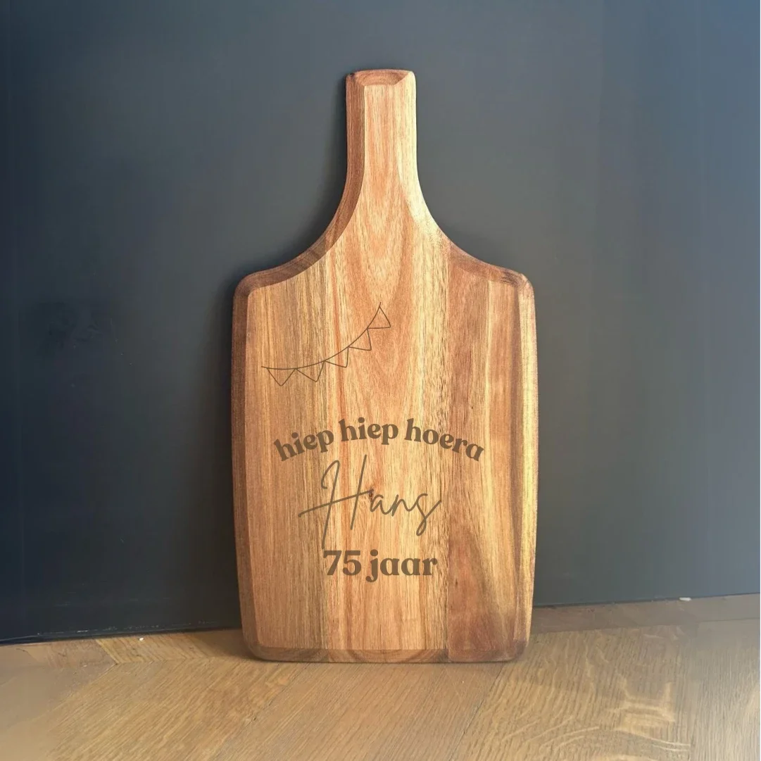 Borrelplank; Acacia Hout, Hiep Hiep Hoera