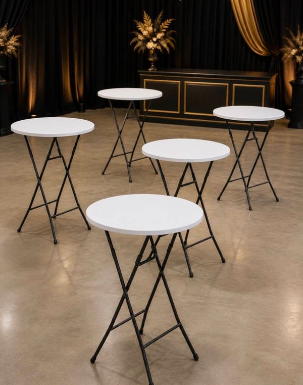 High folding cocktail tables 32-inch round × 43 inches high