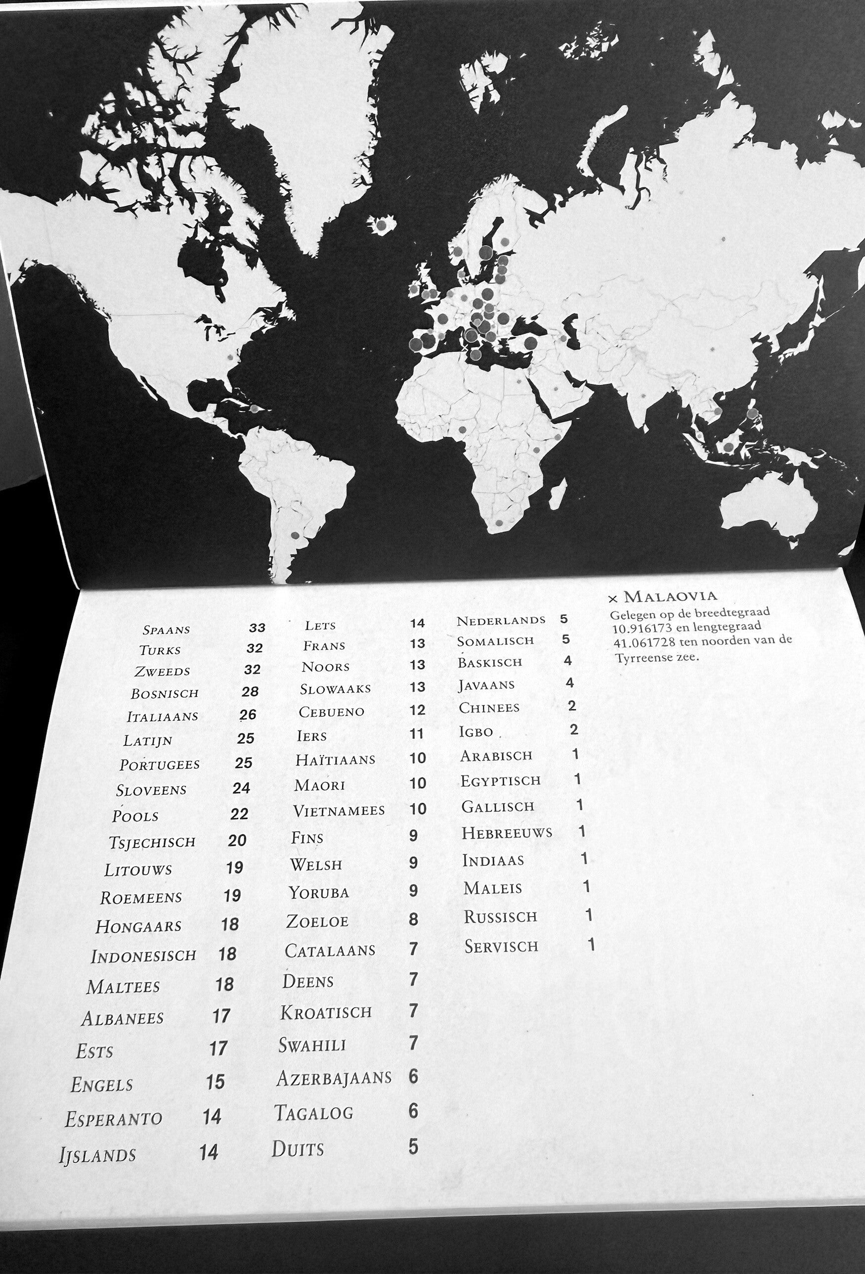 Ovismen, map and table of languages