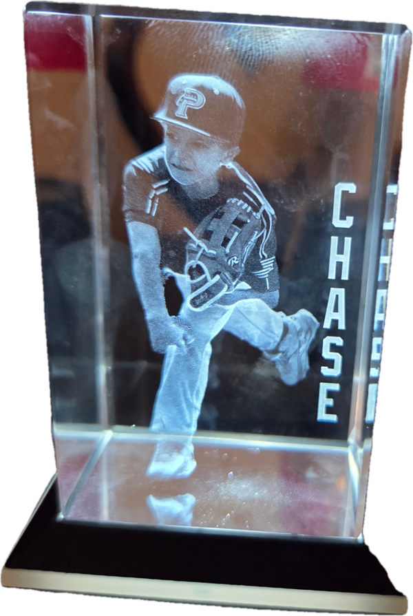 CUSTOM 3D CRYSTAL PHOTO ENGRAVED BLOCK W/LED BASE