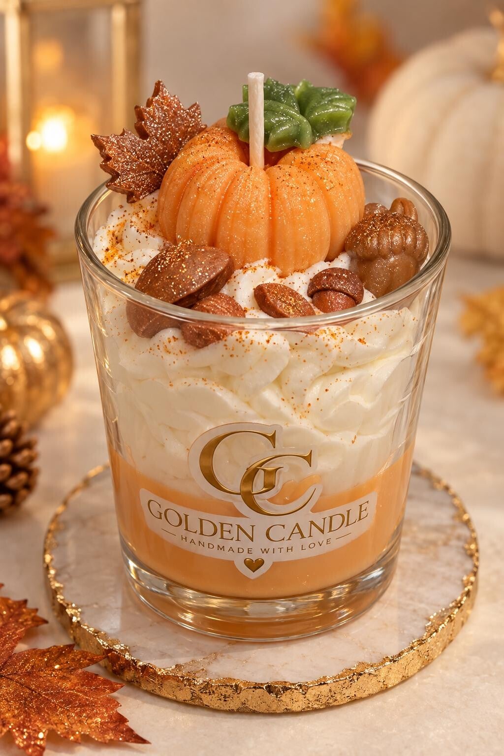 Golden Autumn Pumpkin Candle