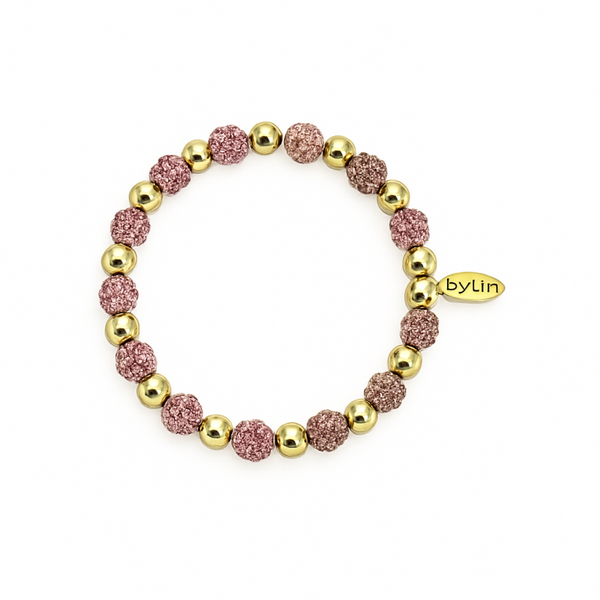 Armband roze sparkle en goud