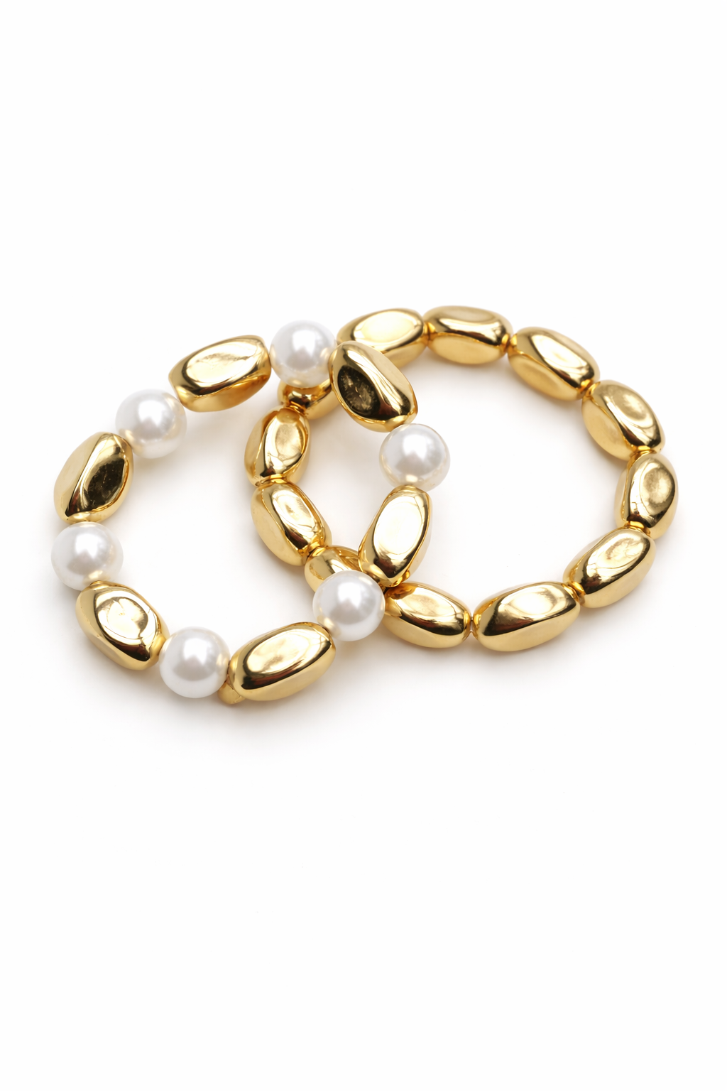 Luna parel armbanden gouden set