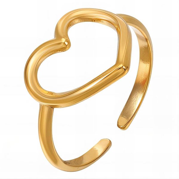 18K verguld stainless steel "Hart" ring