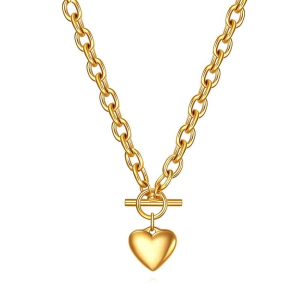 18K verguld stainless steel "Hart" ketting